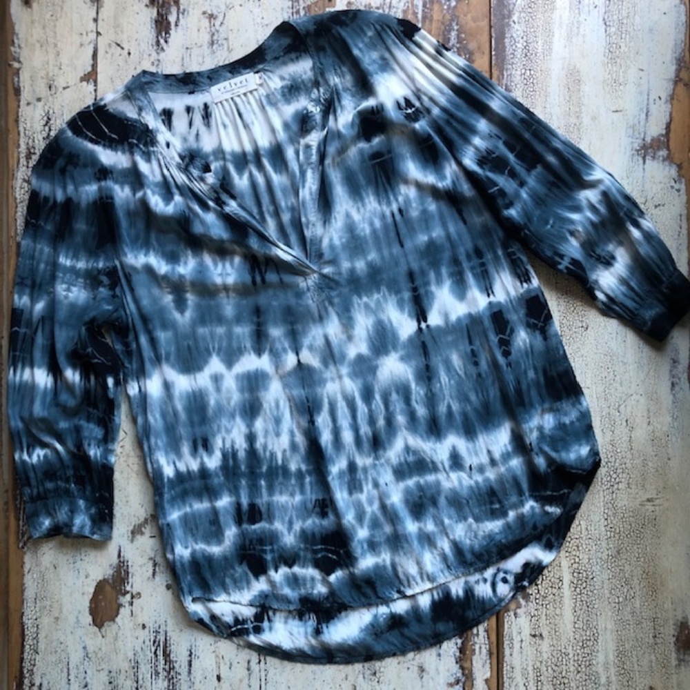 VELVET Marks & Spencer Indigo Tie Dye Blouse S EUC